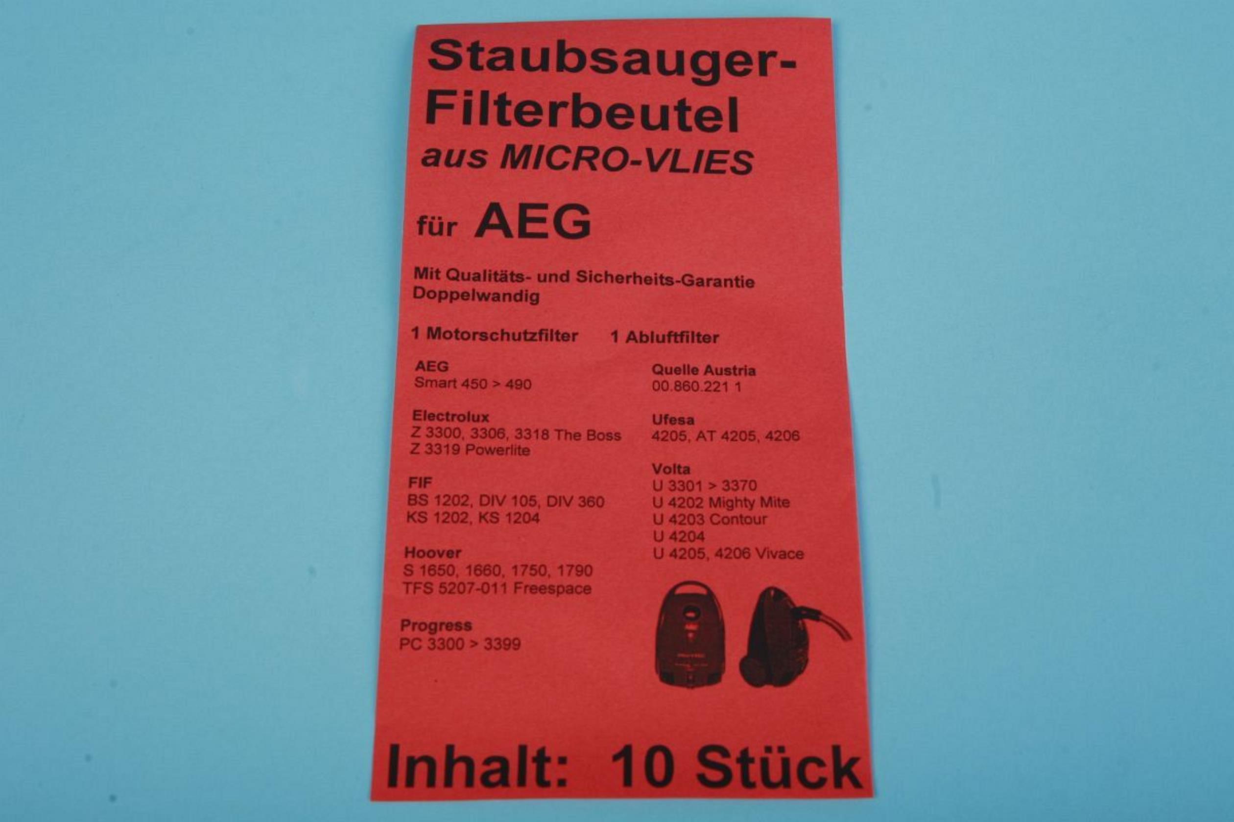 10 Staubsaugerbeutel passend für AEG, FIF u.a. Ersatz für Swirl Y 204 MicroVlies