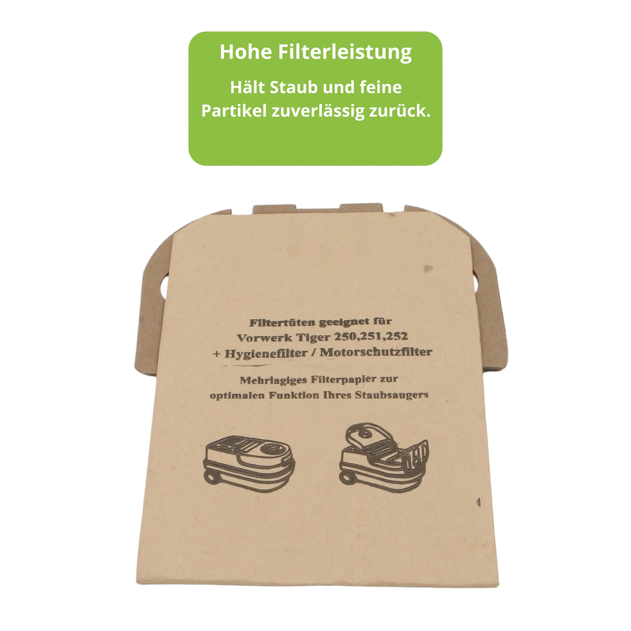 8 hochwertige Staubsaugerbeutel + Filter für Vorwerk Tiger 250 251 252