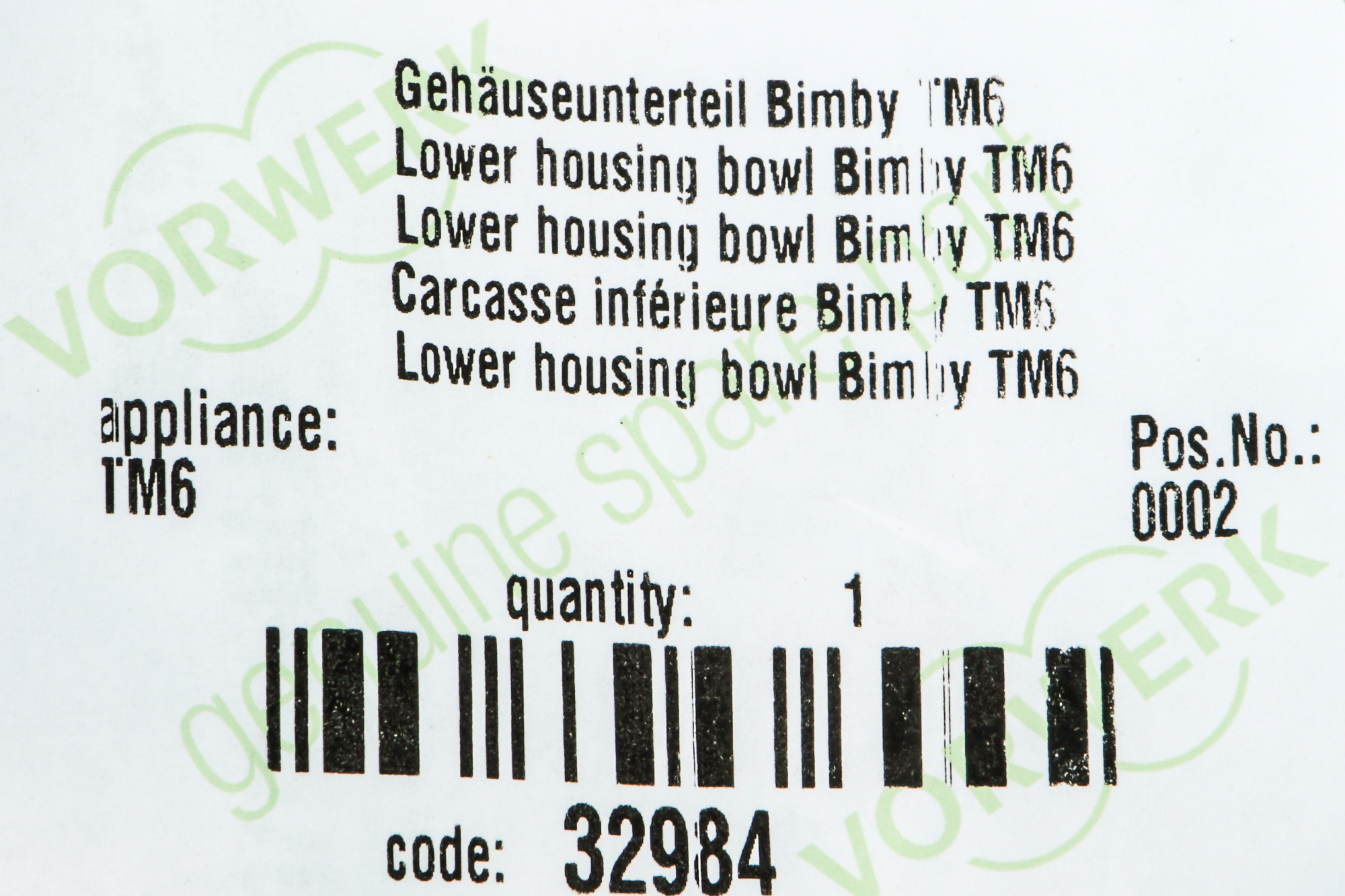 Original Gehäuse Unterteil für Vorwerk Thermomix TM6 - Chassis, Bodengruppe