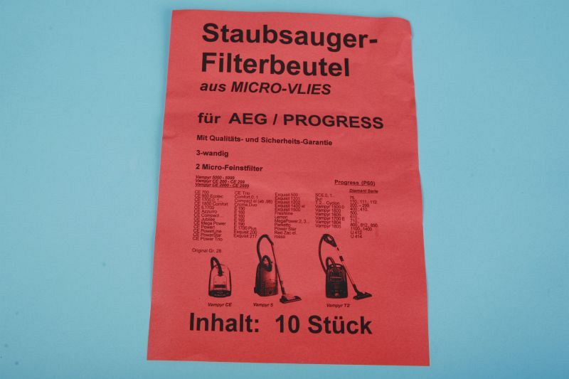 10 hochwertige Allergiker Staubsaugerbeutel für AEG Gr. 28 Ersatz für Swirl A07