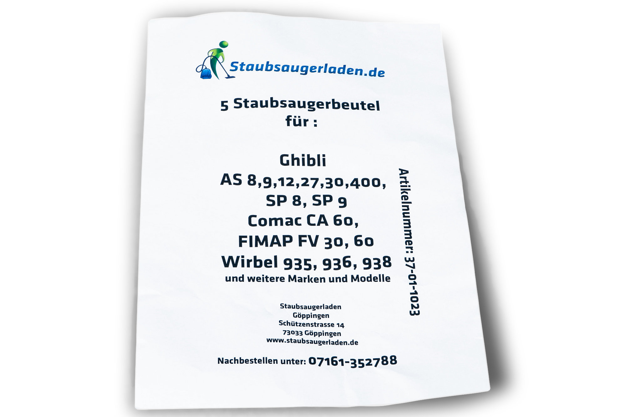 5 Staubsaugerbeutel passend für Ghibli Modell AS 8, 9, 12, 27, 30, 400