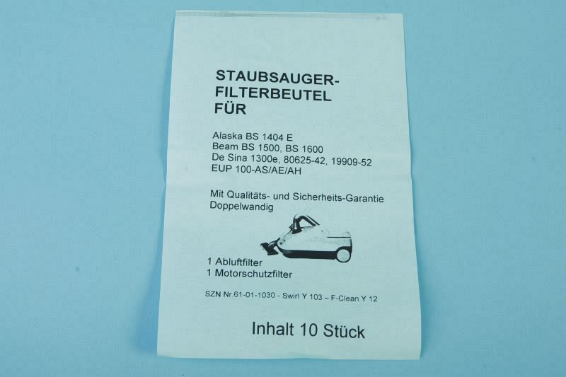 10 Staubsaugerbeutel De Sina u.a. Ersatz für Swirl Y 103