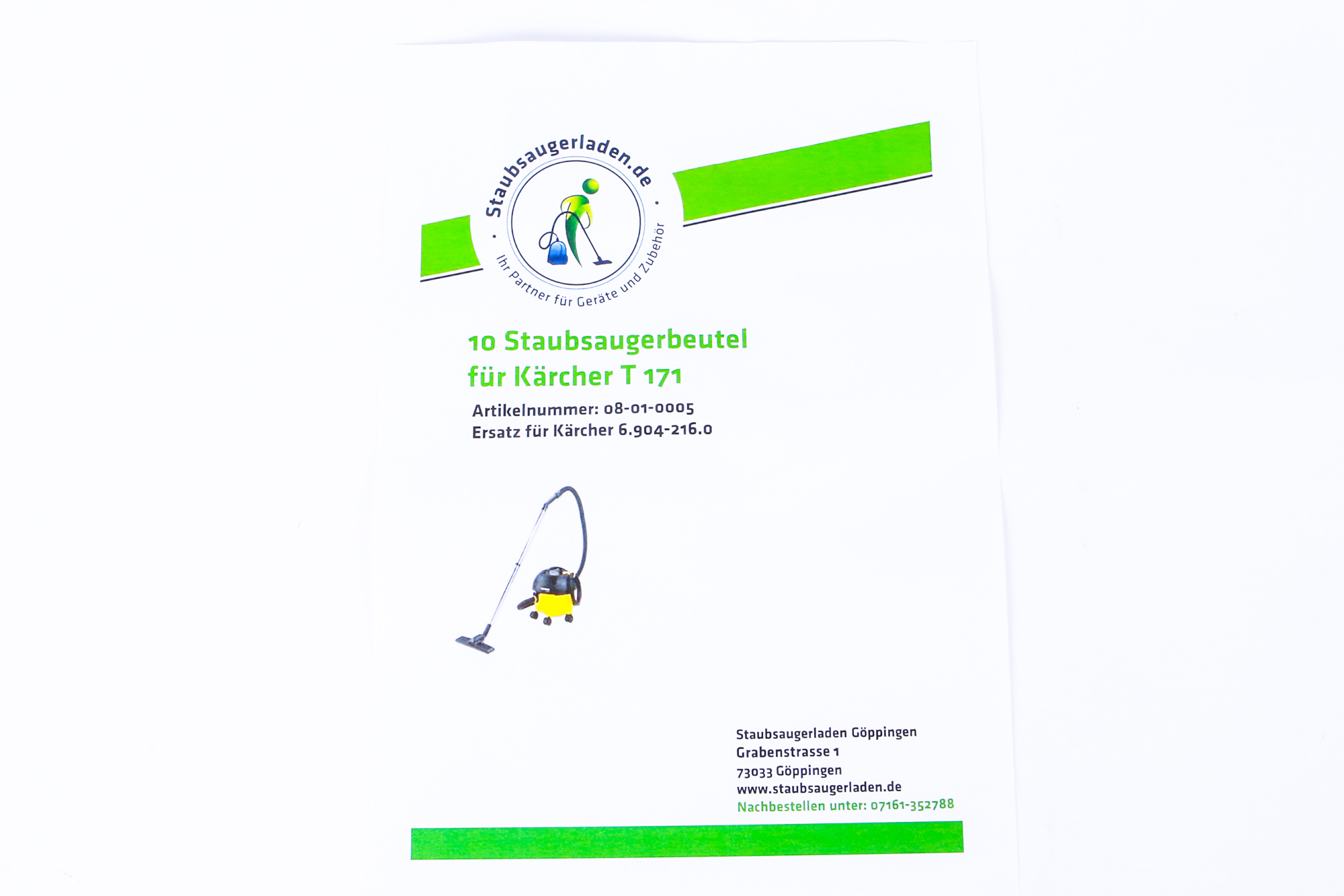 10 Staubsaugerbeutel passend für Kärcher T171, BV111, DS5200 Made in Germany
