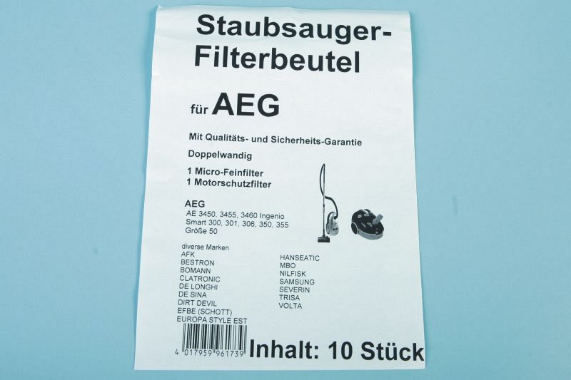 10 Staubsaugerbeutel AEG u.a. - Y 05 u. Y 45 (AEG Größe 50)