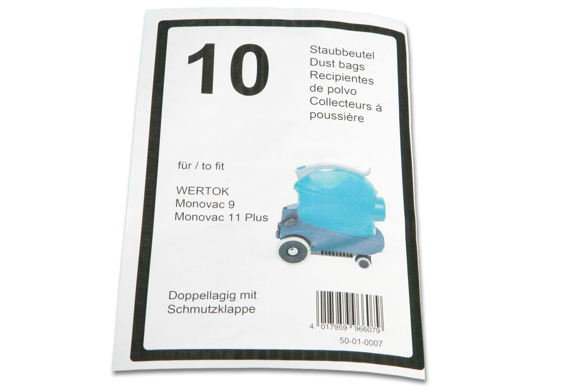10 Premium Staubsaugerbeutel passend für Wetrok Monovac 9,11 Plus