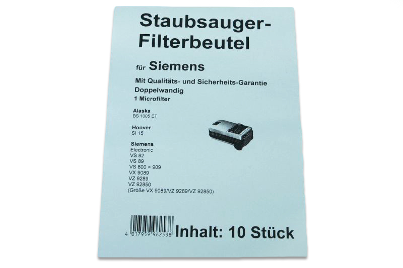 10 Staubsaugerbeutel für Siemens VS 82 Ersatz für Swirl S 60
