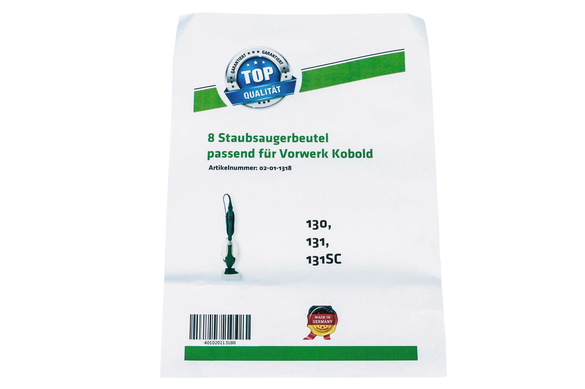 8 Staubsaugerbeutel made in Germany für Vorwerk Kobold VK 130 131