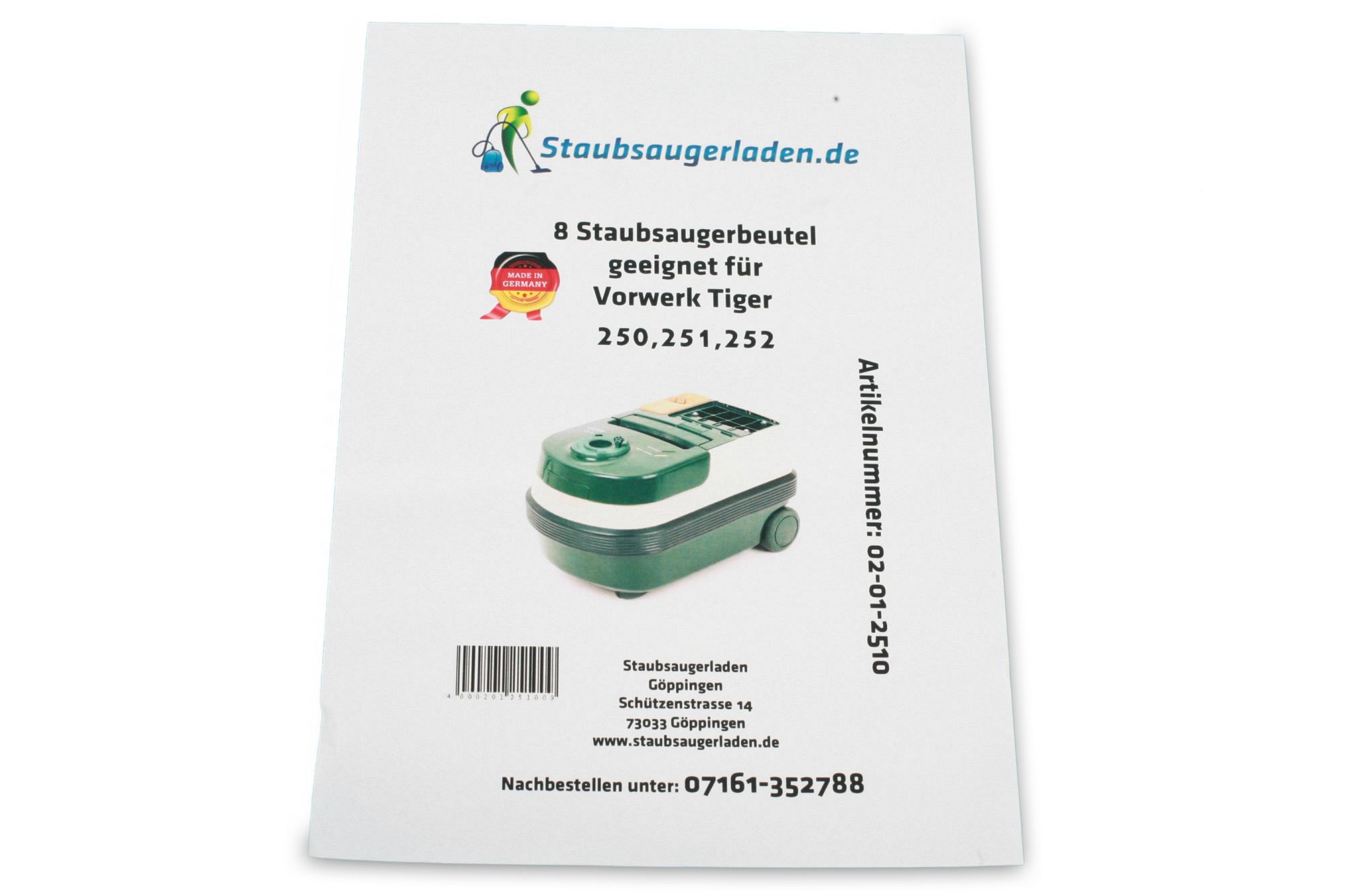 Sparset für Vorwerk Tiger 251/252: Staubsaugerbeutel, Abluftfilter, Aktivfiltersystem