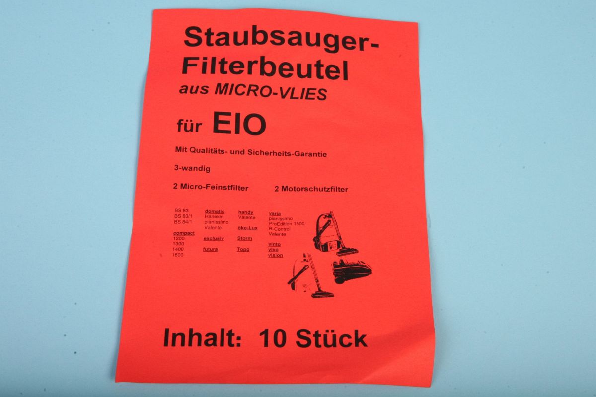 10 Micro Vlies Staubsaugerbeutel Ersatz für EIO 80