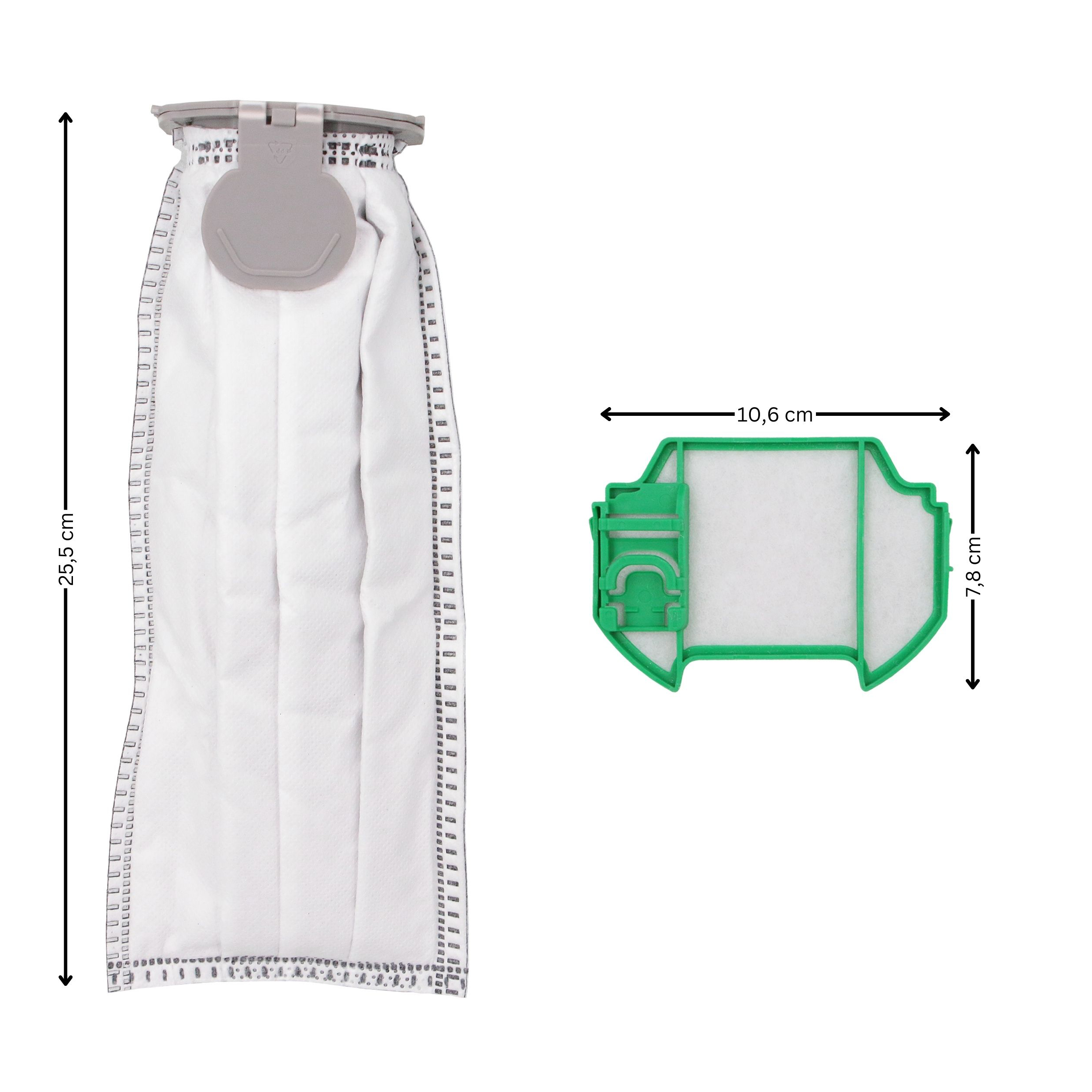 Sparset: 12 Staubsaugerbeutel + Motor Filter für Vorwerk Kobold VK7 Akkusauger