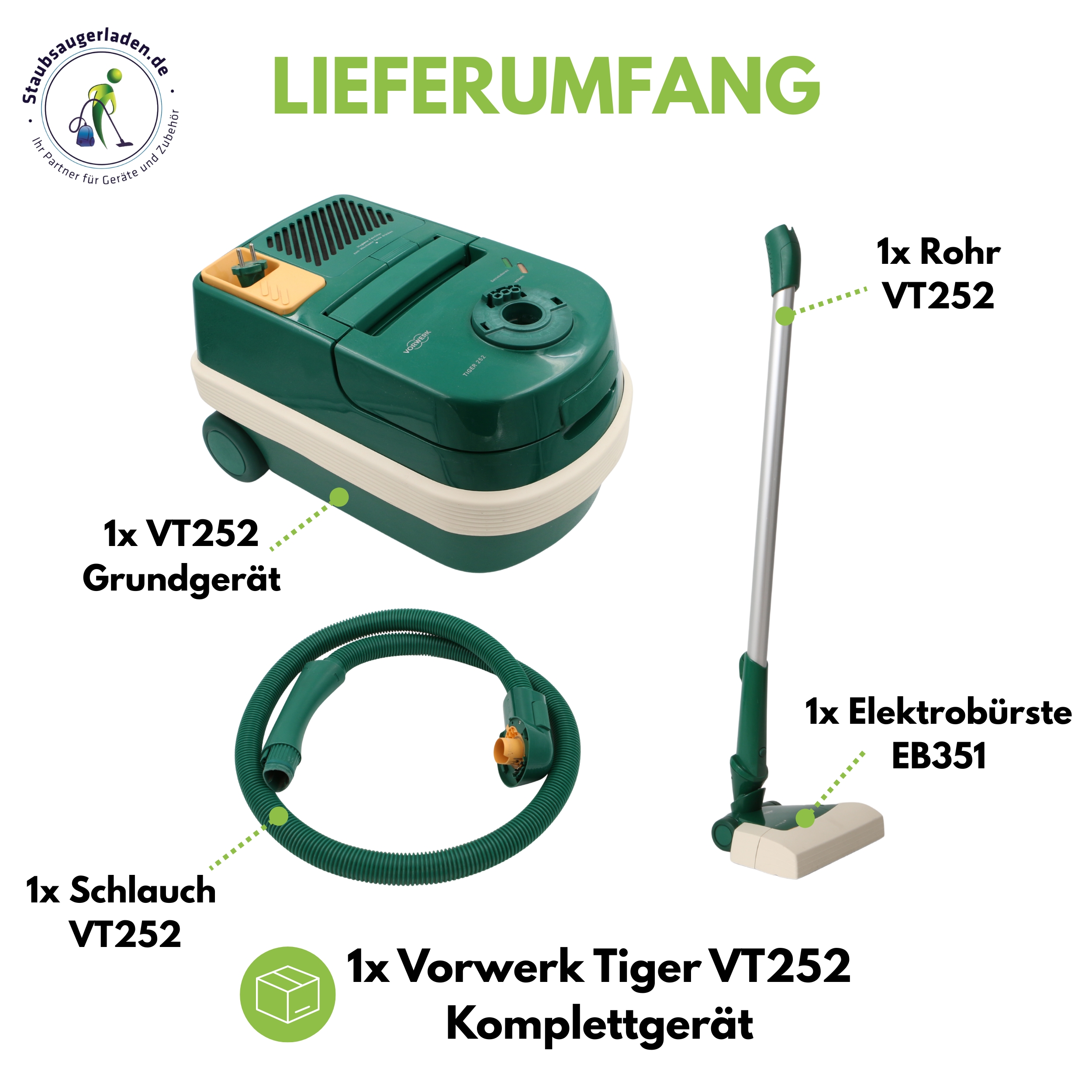 Original Vorwerk Tiger 252 Staubsauger + EB351 Generalüberholt  2 Jahre Garantie