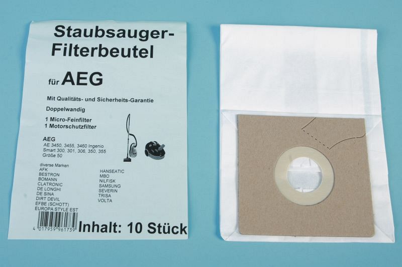 10 Staubsaugerbeutel AEG u.a. - Y 05 u. Y 45 (AEG Größe 50)