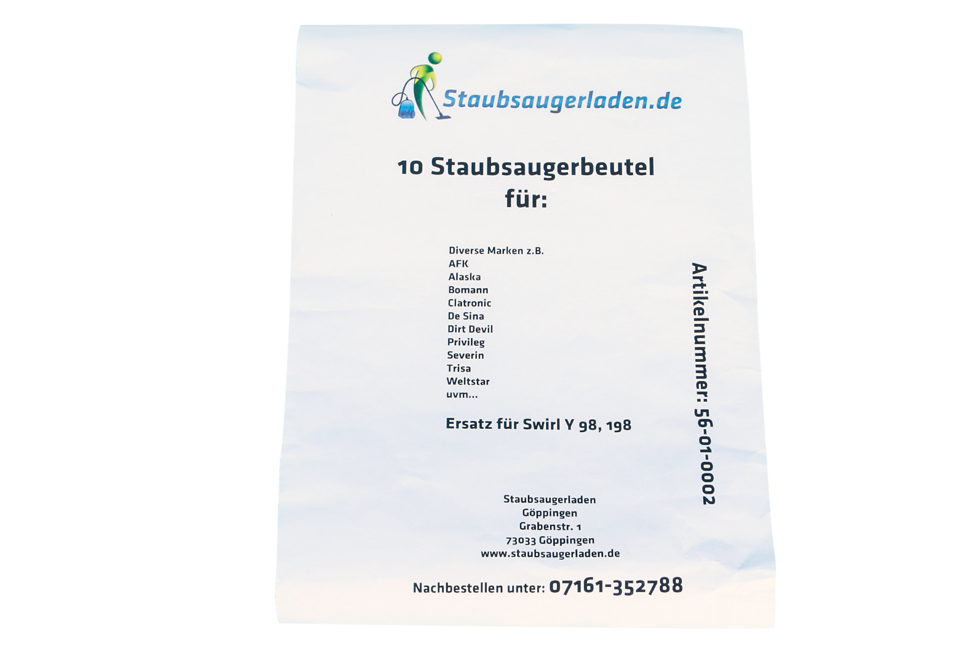 10 Staubsaugerbeutel - Ersatz für Swirl Y98, Y198, Y298 Micro Vlies