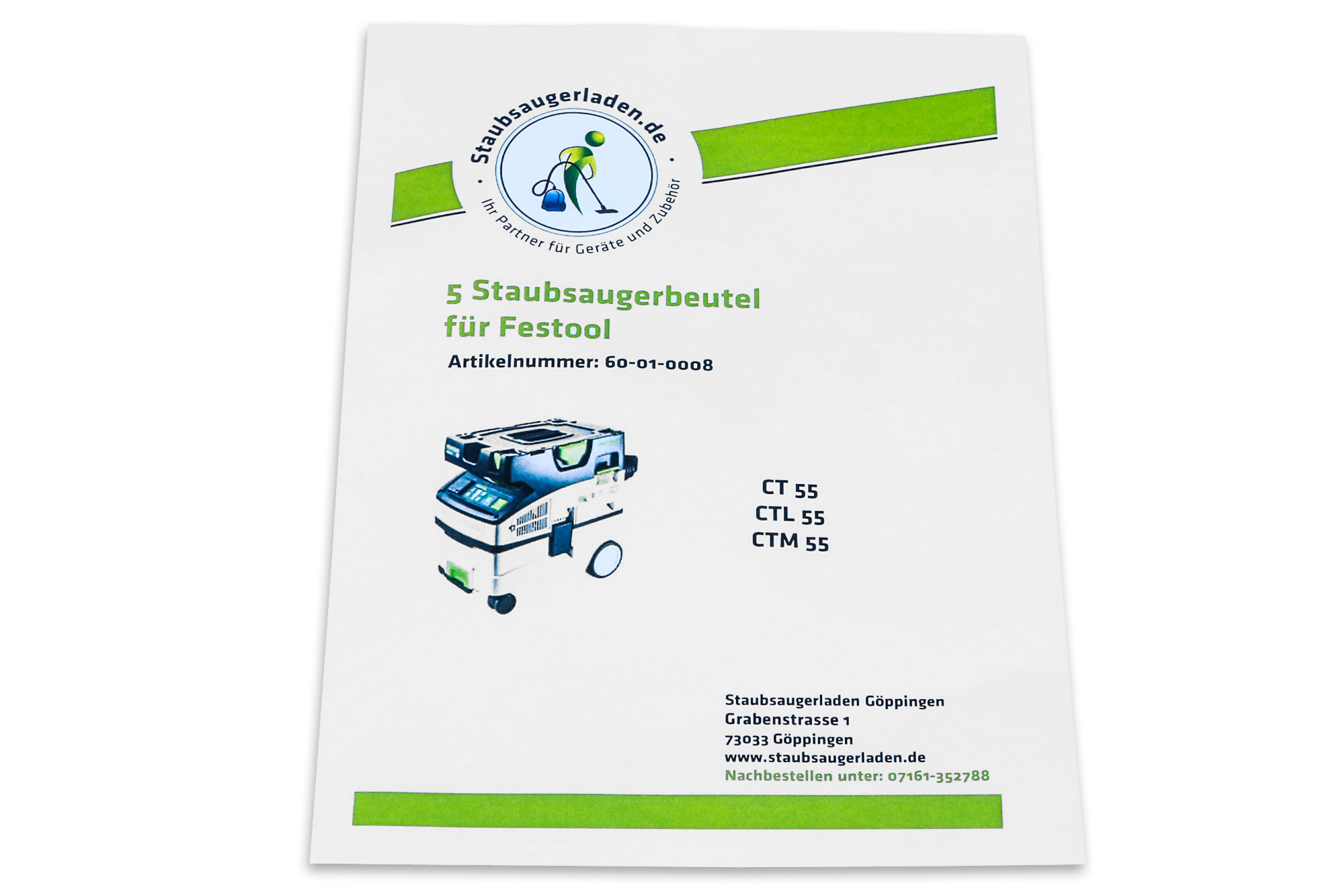 5 Hochwertige Filtersäcke passend für Festool CT, CTL, CTM 55. Hohe Filterklasse