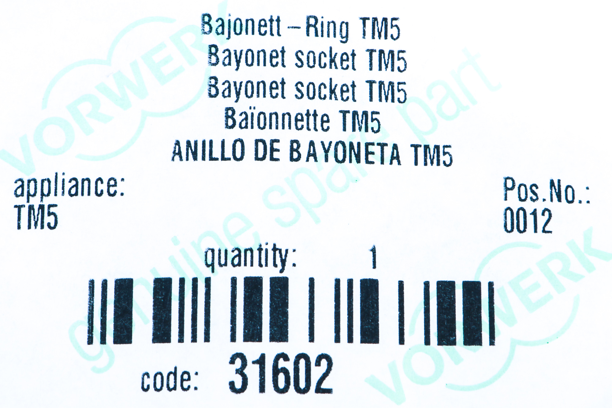 Original Bajonett Ring zu Encoder für Vorwerk Thermomix TM5 und Bimby TM5