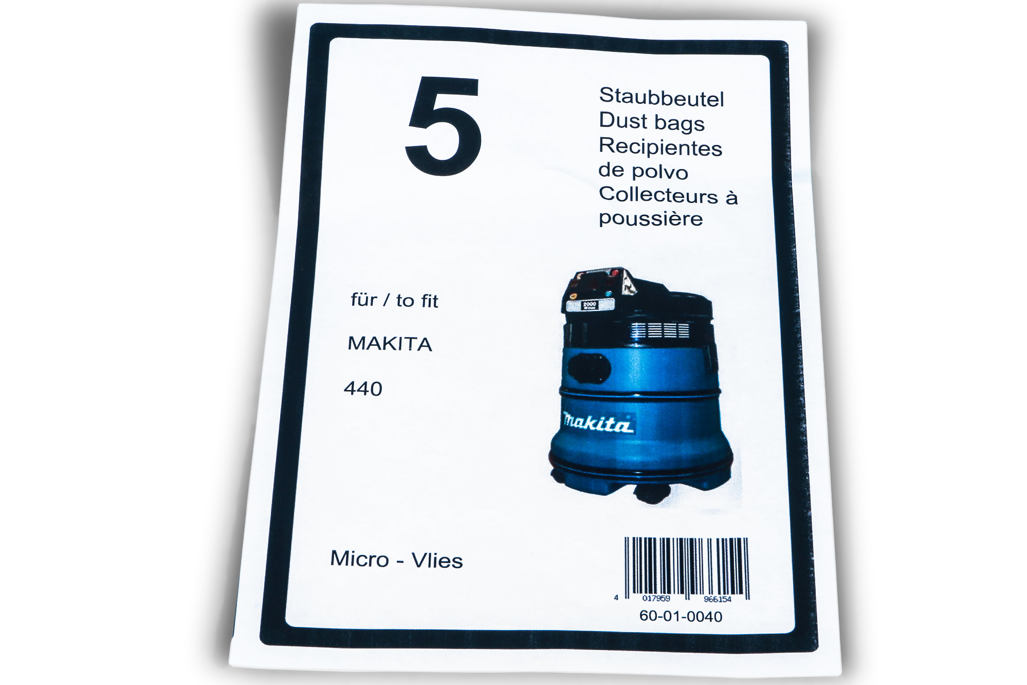5 hochwertige Staubsaugerbeutel passend für Makita 440 445 445x Top Filterklasse