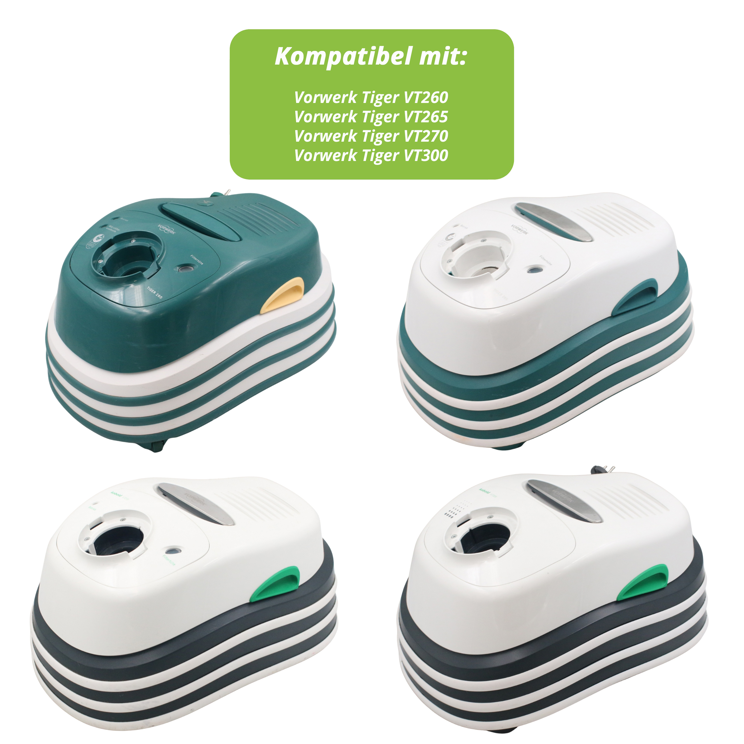 5 Staubsaugerbeutel für Vorwerk Kobold und Tiger VT 260, 265, 270, 300