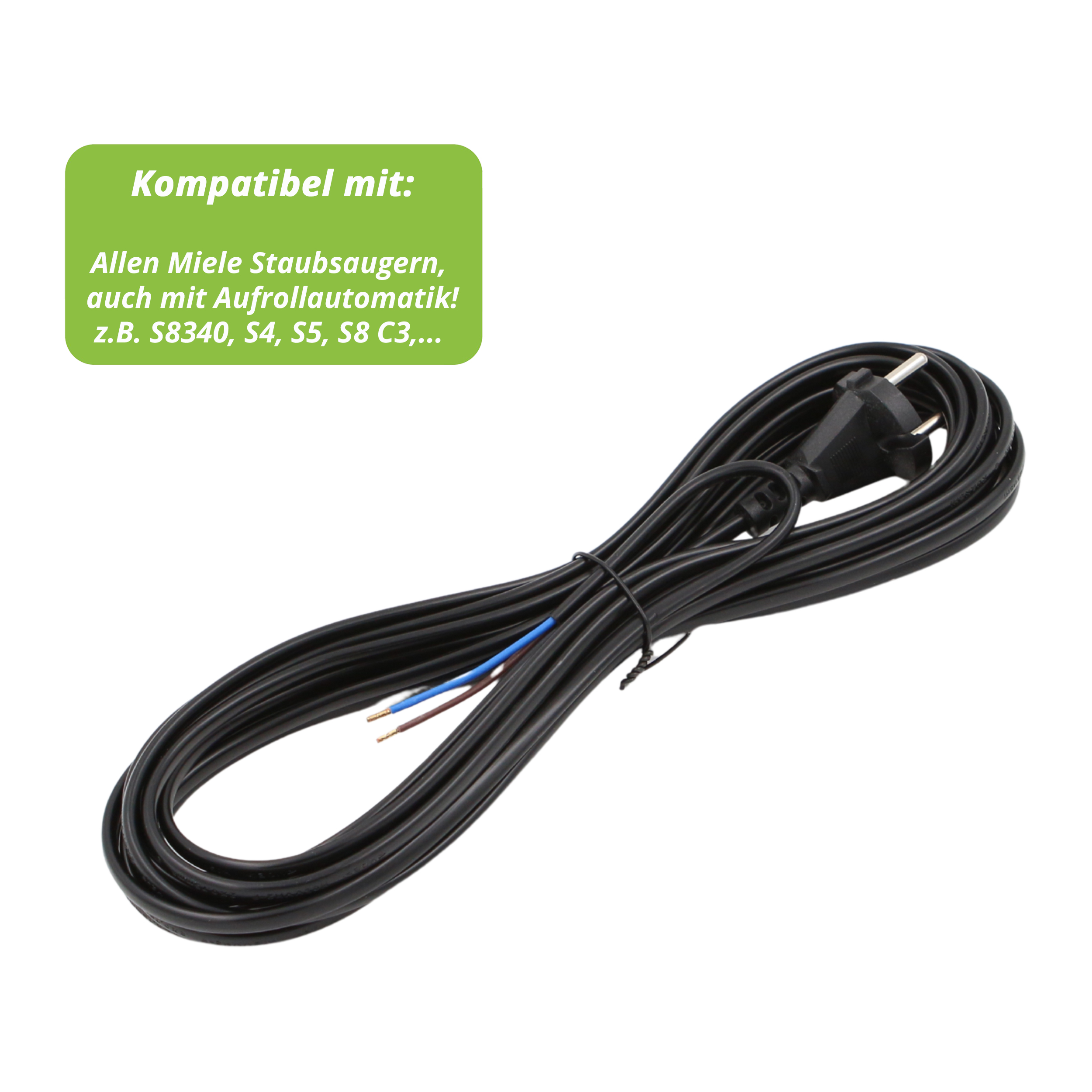 Kabel passend für alle Miele Staubsauger - Anschlusskabel Länge: 6 m