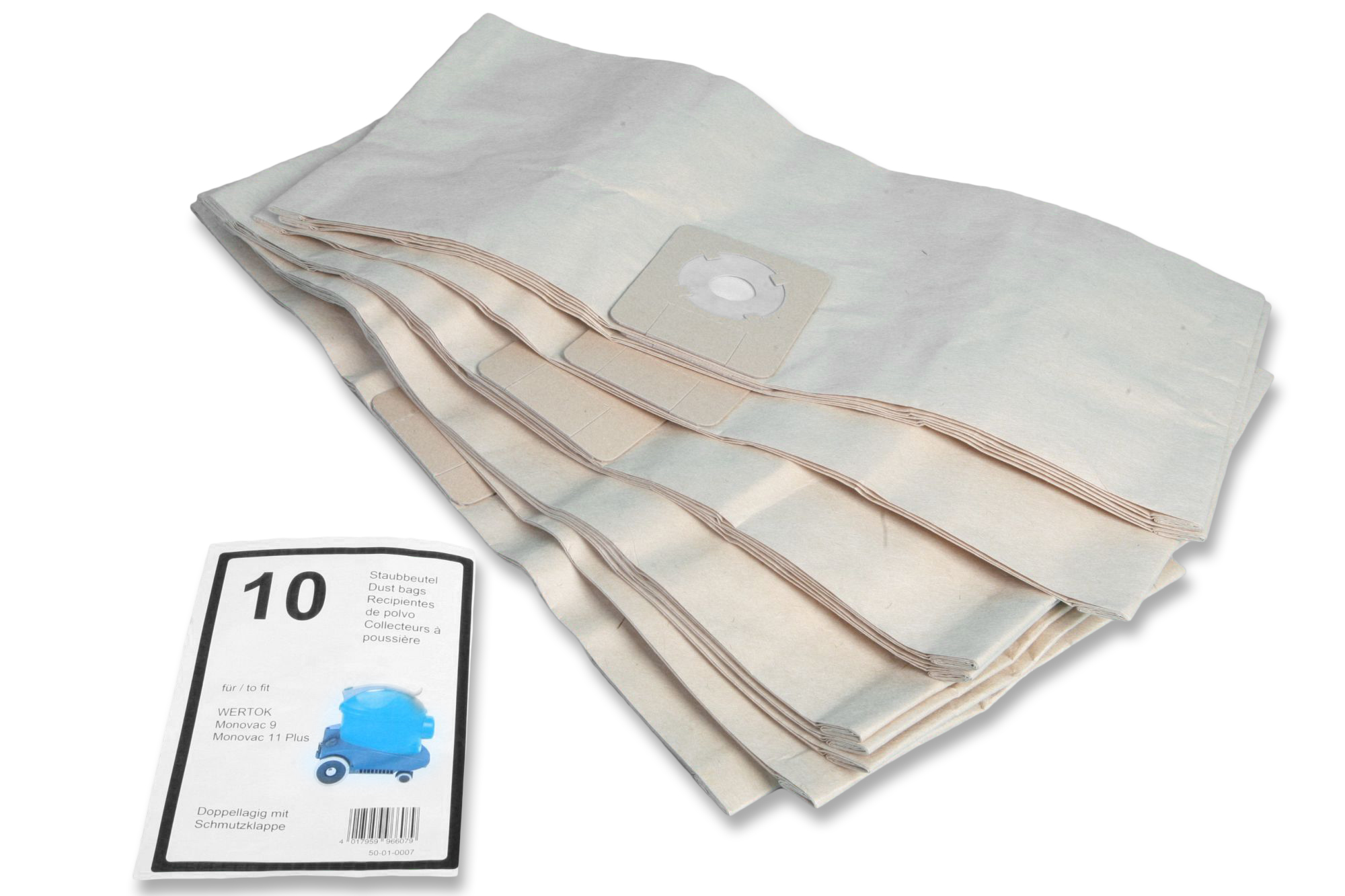 10 Premium Staubsaugerbeutel passend für Wetrok Monovac 9,11 Plus