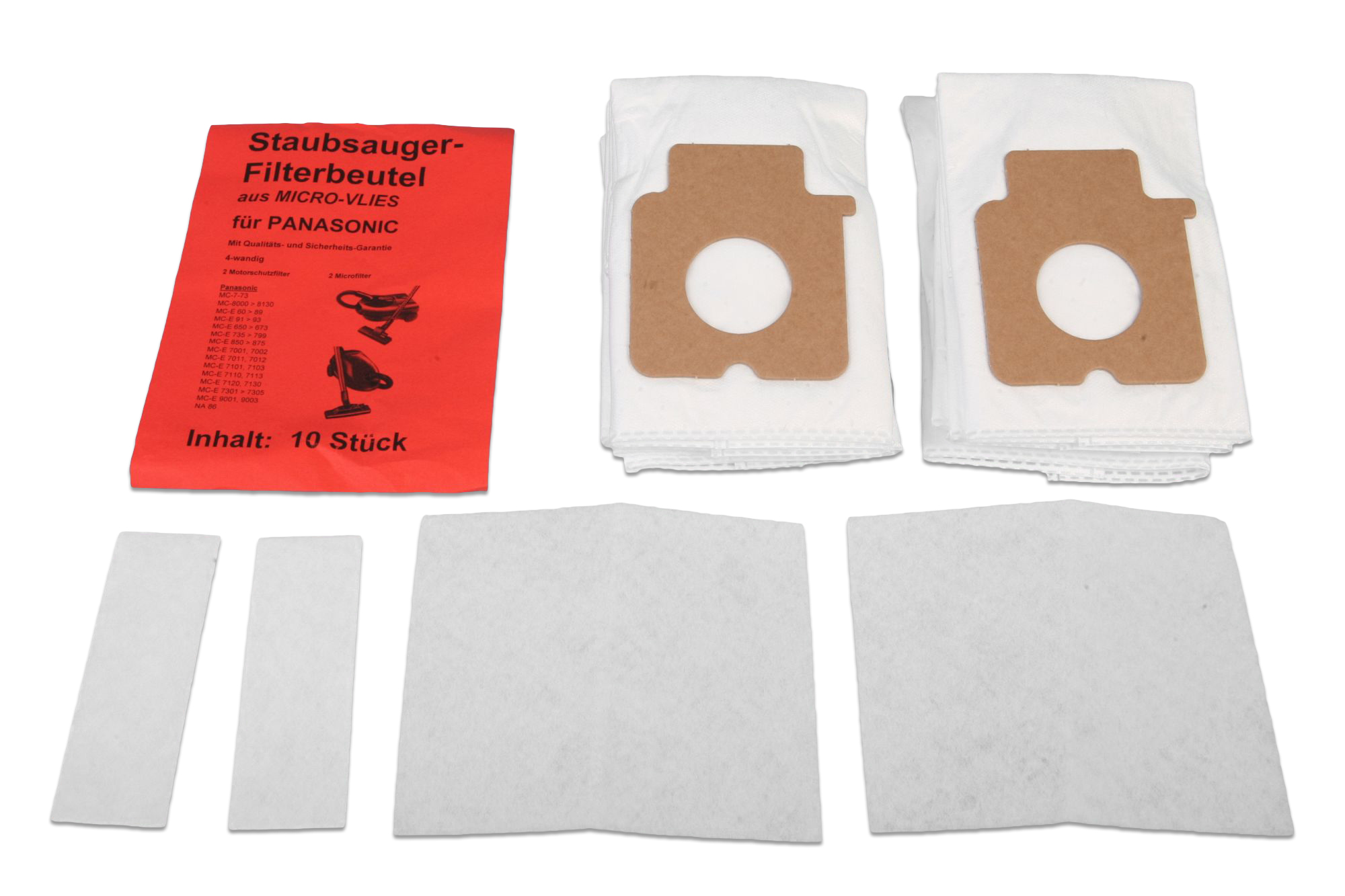 10 Staubsaugerbeutel passend für Panasonic MC E 60-685 u.a. - Ersatz für Swirl PC 87 / PC89