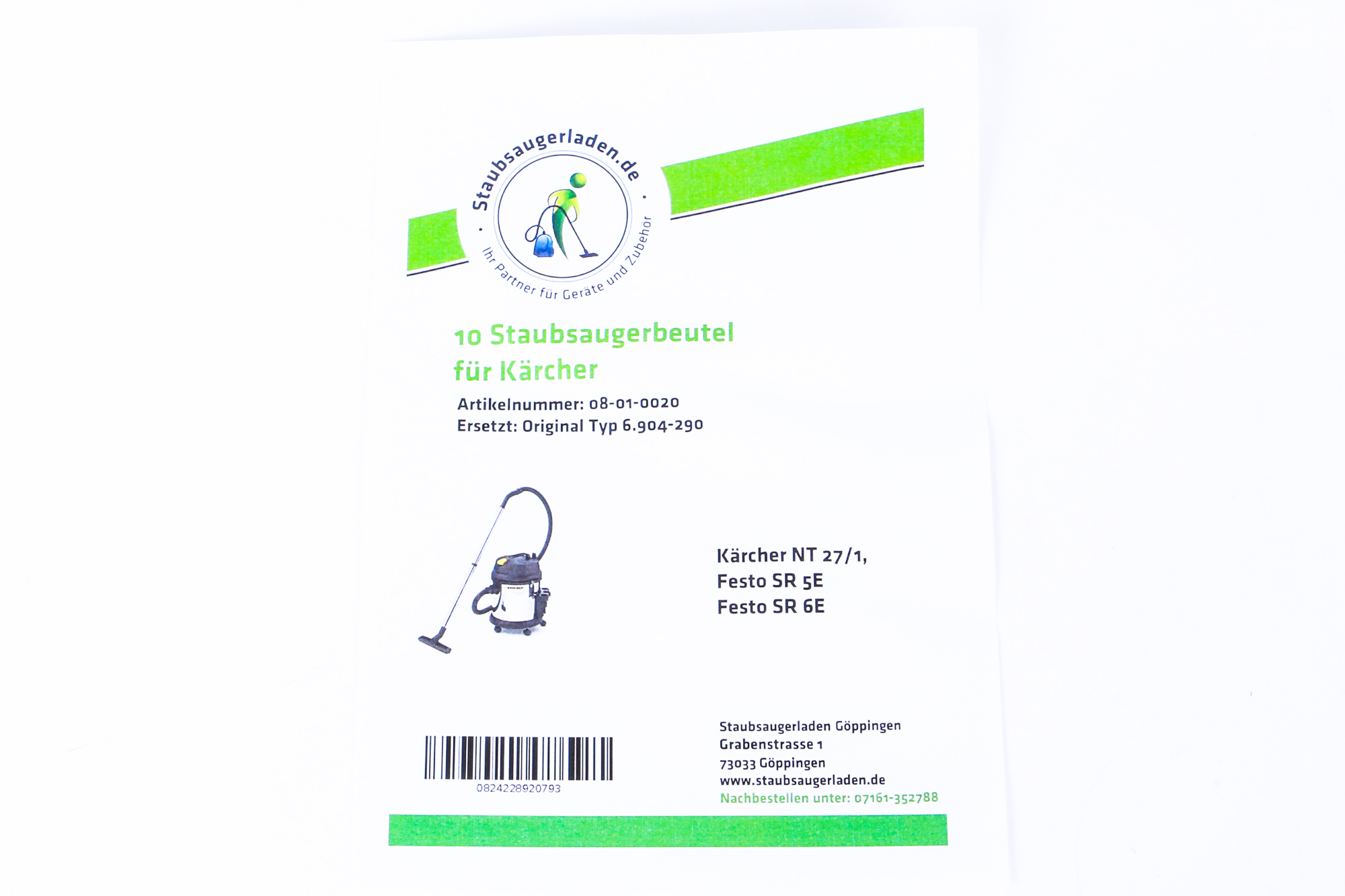 10 Staubsaugerbeutel passend für Kärcher NT 27/1, Festo SR 5 E, SR 6 E
