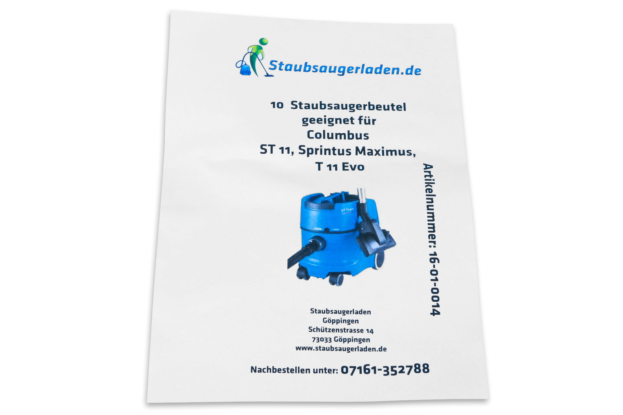 10 Staubsaugerbeutel passend für Columbus und Sprintus ST 7, ST 11, ST 2000