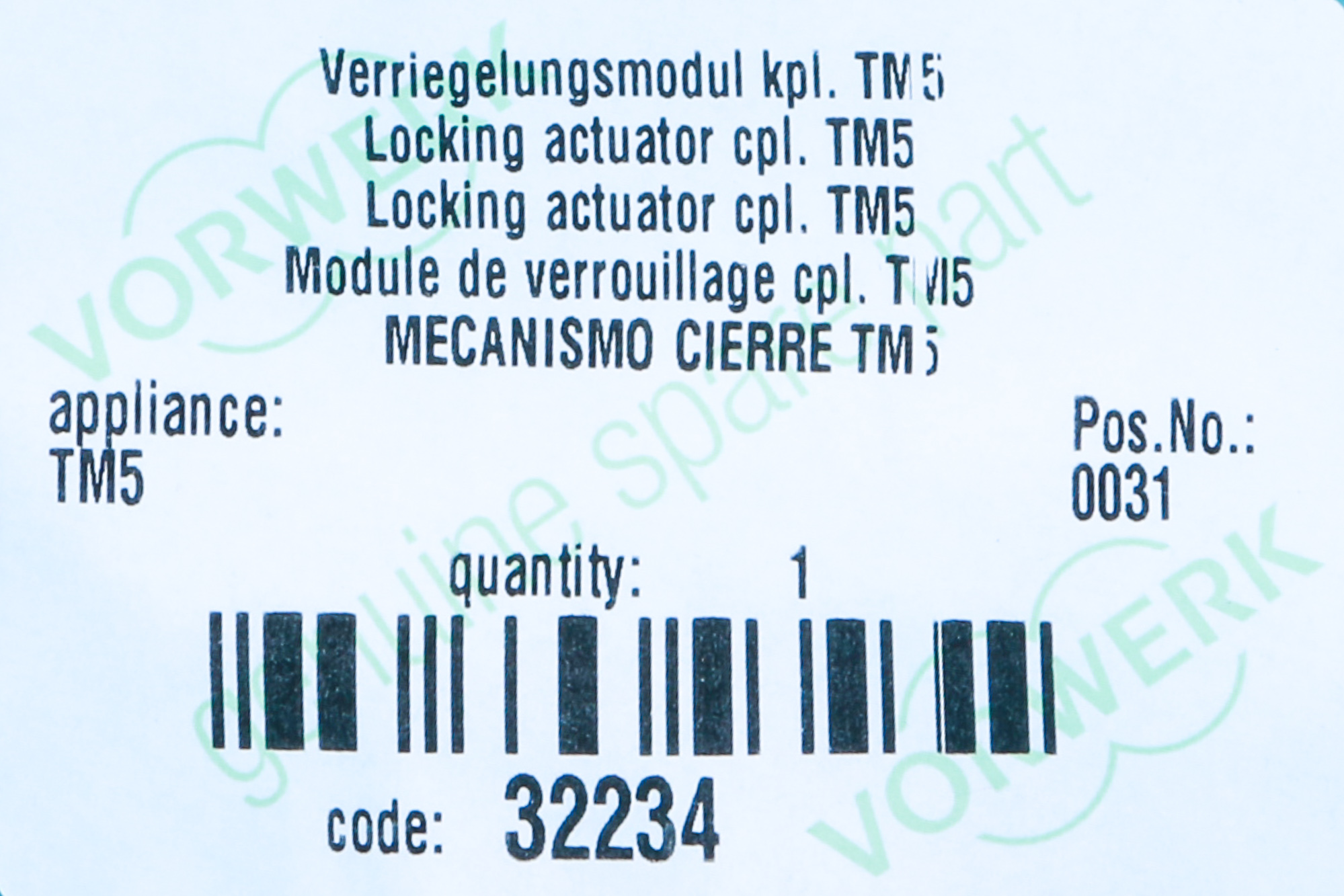 Verriegelung für Vorwerk Thermomix TM5 und Bimby TM5 - Verriegelungs Getriebe