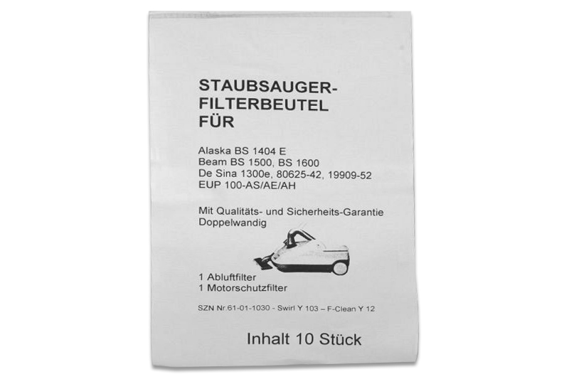 10 Staubsaugerbeutel De Sina u.a. Ersatz für Swirl Y 103