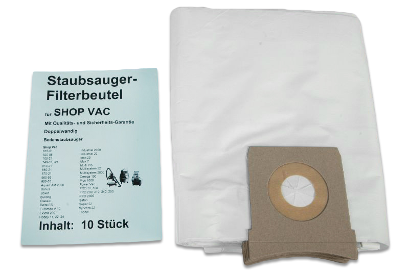 10 Staubsaugerbeutel Shop Vac 120 - 18 und 20 Liter