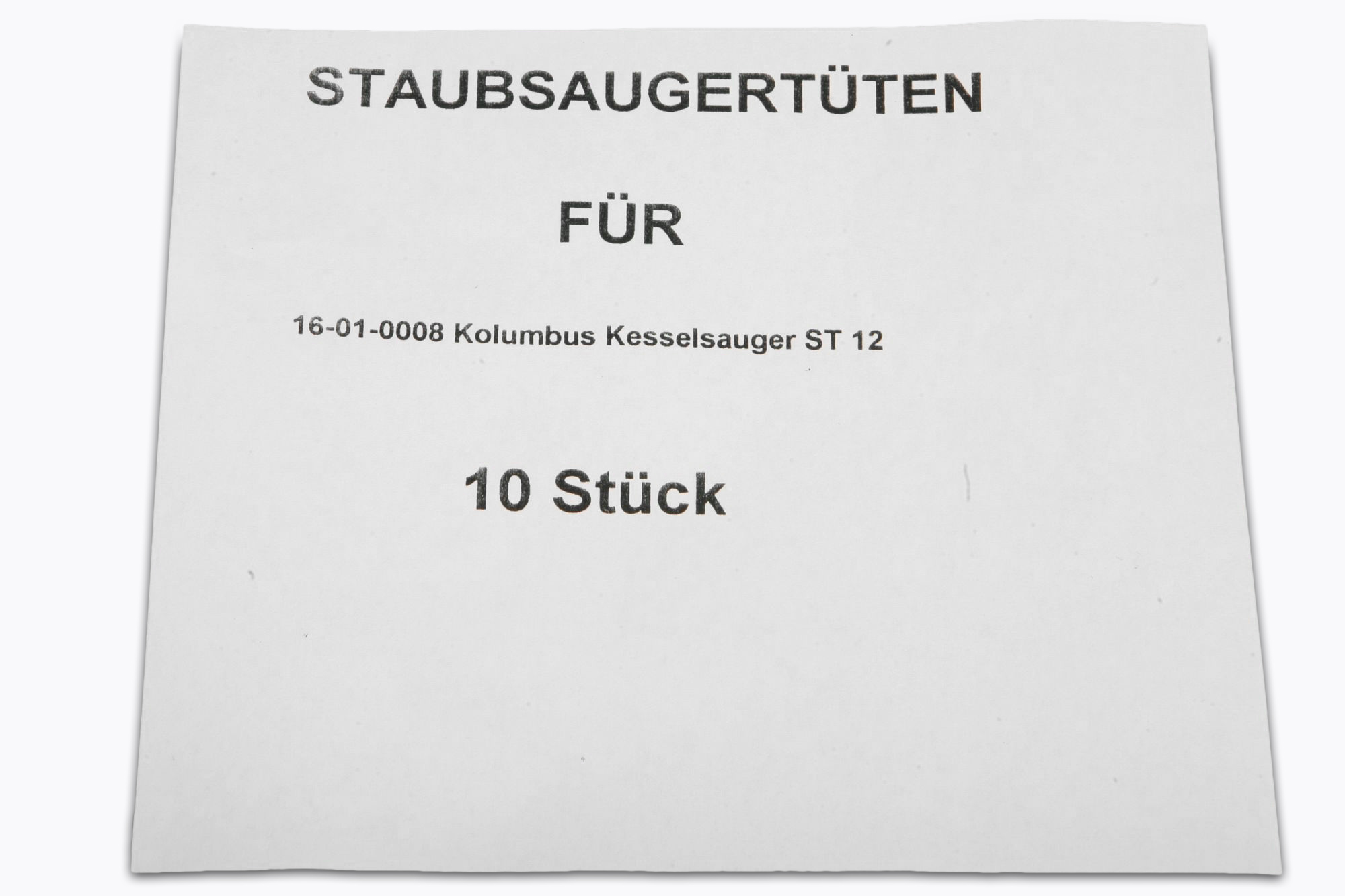 10 Staubsaugerbeutel Columbus Kesselstaubsauger ST12 - W39