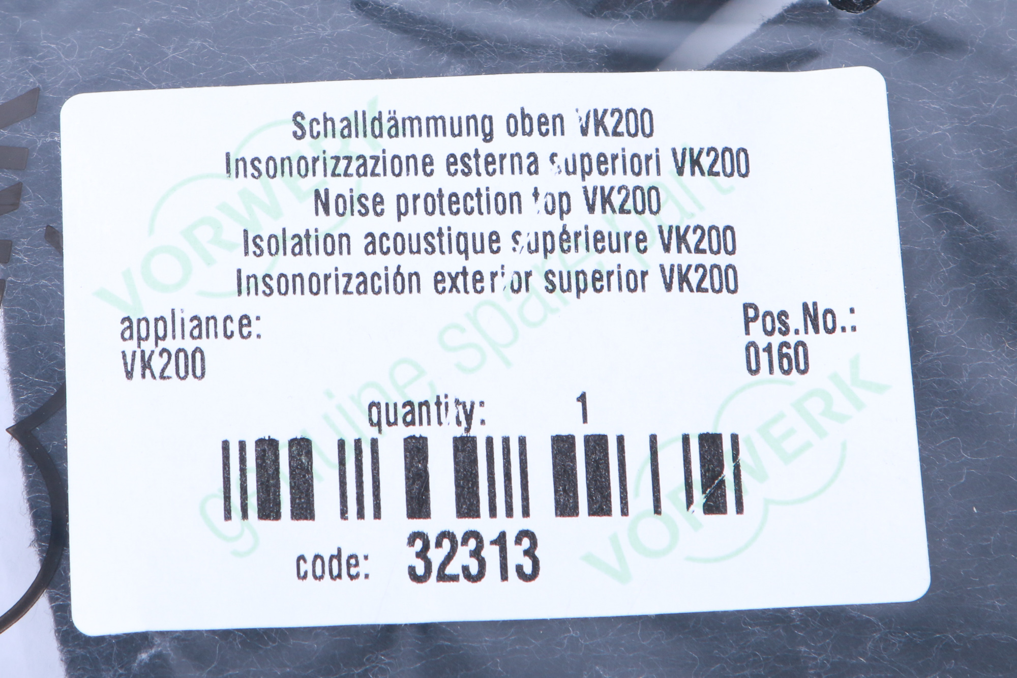 Original Vorwerk Schalldämmung oben für Vorwerk Kobold VK 200, VK 200, Dämpfung