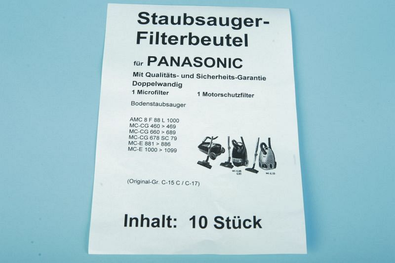 10 Staubsaugerbeutel Panasonic MC-E u.a. - PC 89, Typ C-2E