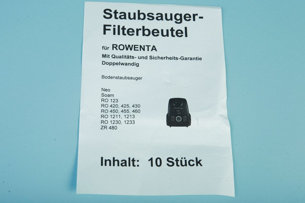 10 Staubsaugerbeutel Rowenta - Ersatz für Swirl R33 R 33 - ZR480